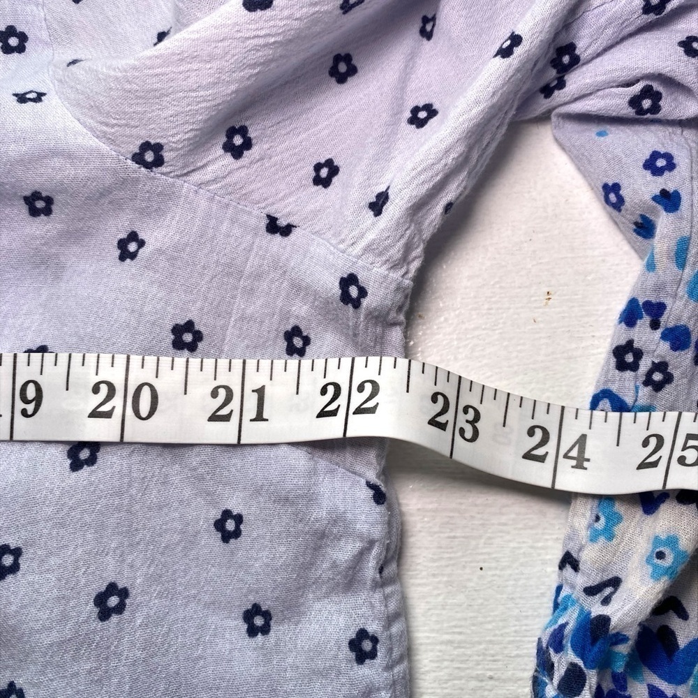 Boden Blue Gauzy Cotton Floral Pullover Boho Tassel Peasant Blouse - Picture 10 of 13